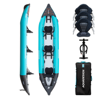 Kayak gonflable Koloa 400 bleu 3 places de randonnée, pack complet avec 3 sièges, pompe et sac Aquadesign
