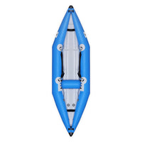 Kayak gonflable Hypalon K-Air 300 bleu Aquadesign — vue de dessus, cockpit 1 place rivière