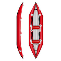 Kayak gonflable Hypalon K-Air 380 rouge Aquadesign 2 places — dessus et profil, sièges réglables