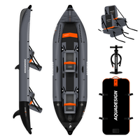 Kayak gonflable pêche 2 places Koloa Xperience 360 gris et orange pack complet avec sièges et pompe Aquadesign