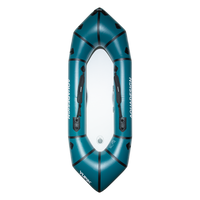 Packraft Yupik PVC bleu Aquadesign 1 place, vue de dessus cockpit ouvert gonflé