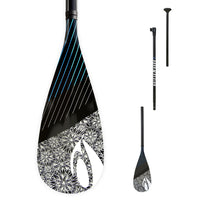 Pagaïe SUP Aura 3 carbone noire 3 parties, pale motif floral, pack démonté, Aquadesign