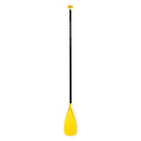 Pagaïe SUP Runt jaune aluminium 1 partie, vue entière face, manche noir, Aquadesign club