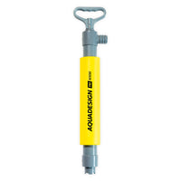 Pompe de cale Bilge Pump jaune et grise, vue de face, poignée ergonomique, Aquadesign Pro Rescue
