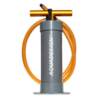 Pompe gros volume raft kayak grise et orange poignée T double action tuyau flexible Aquadesign
