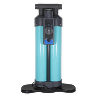 Pompe Suprafit Aquadesign turquoise sans poignée, vue dos manomètre numérique et connecteurs