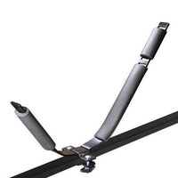 Rack voiture J Rack Aquadesign – bras en J avec mousse grise sur barre de toit, vue 45°