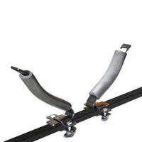 Rack voiture V Rack Aquadesign – supports en V avec mousse sur barre de toit, vue 45°