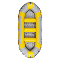 Raft Avanti 400 jaune 8 personnes, vue de dessus avec banquettes gonflables — Aquadesign