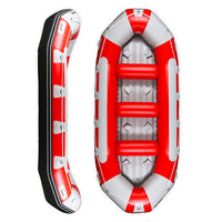 Raft Aquadesign Avanti 420 rouge vue dessus et profil, variante coloris rouge 8 personnes