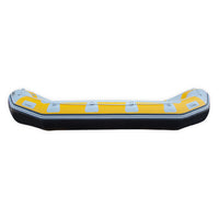 Raft Avanti 445 jaune, vue latérale, longueur 445 cm, sangles de sécurité visibles, Aquadesign