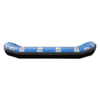 Raft Pulse 470 bleu profil lateral, structure tubulaire renforcee fond dropstitch Aquadesign