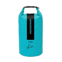 Sac étanche Koa 10L bleu Aquadesign – vue face, fermeture roll-top et clip