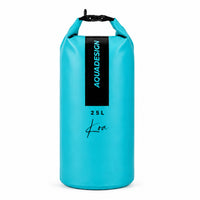 Sac étanche Koa 25L bleu turquoise, vue de face sur fond blanc — Aquadesign