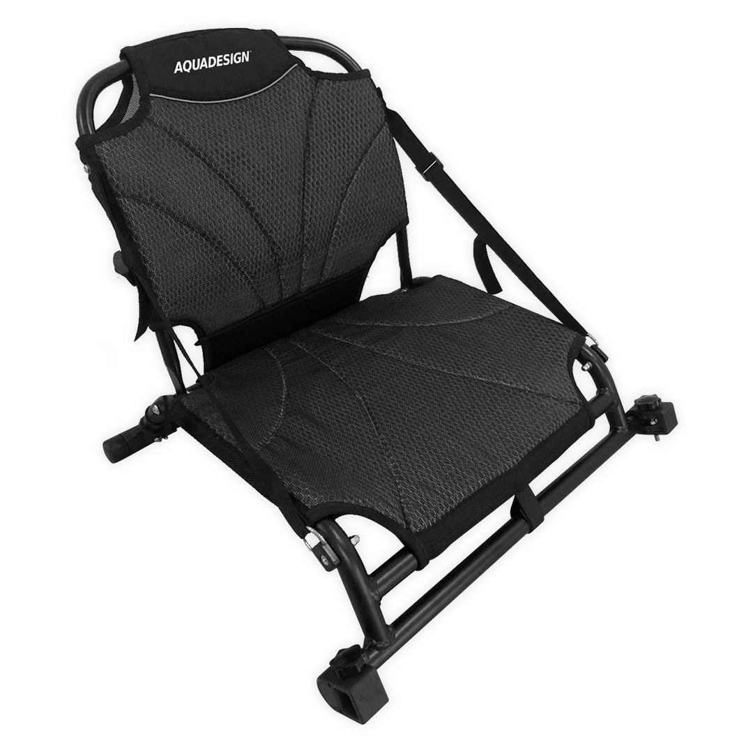 Siège kayak sit-on-top Shell noir avec clips de fixation latéraux et maille dos Aquadesign