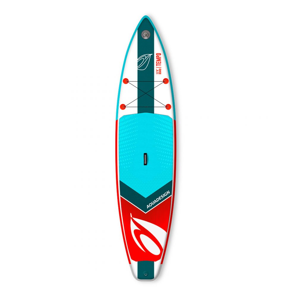 STAND UP PADDLE BOARD INFLATABLE PVC PADDLE BOARD TEMPO AQUADESIGN  FRONT VIEW