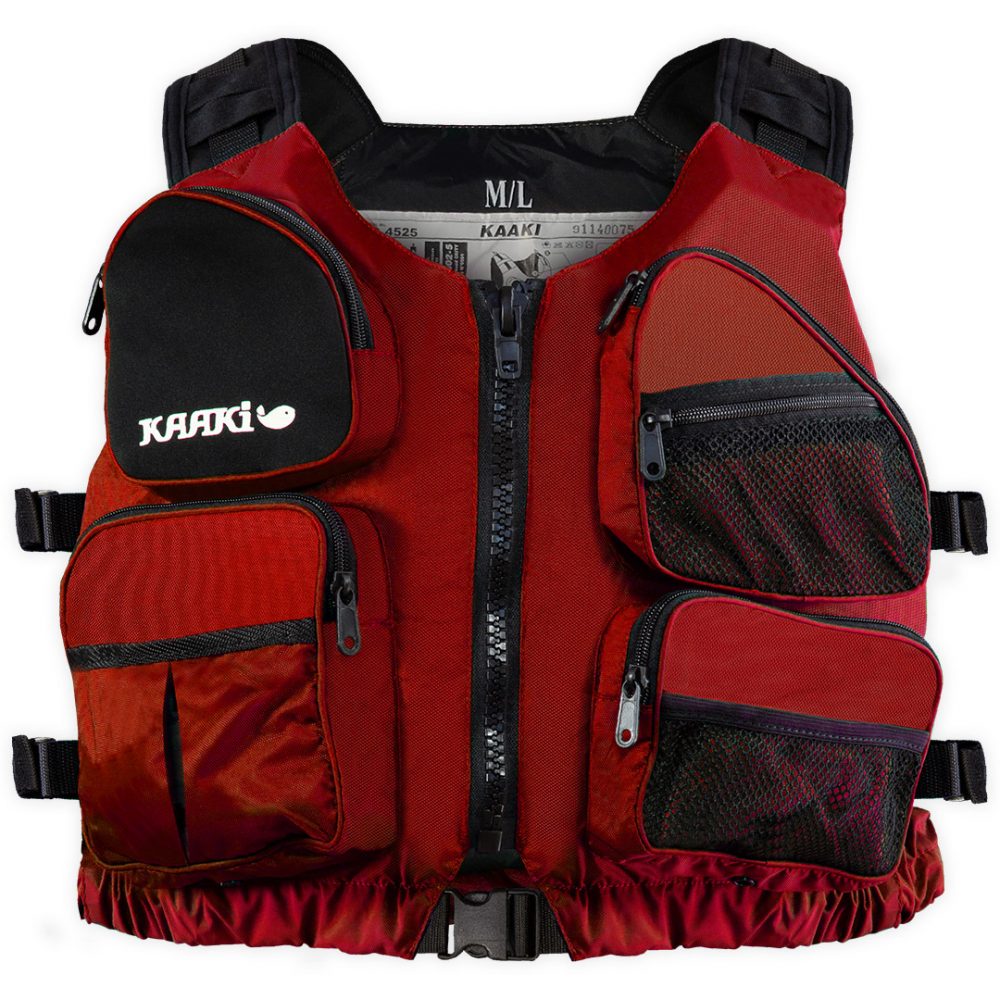 red KAAKI fishing vest and canoe kayak trekking