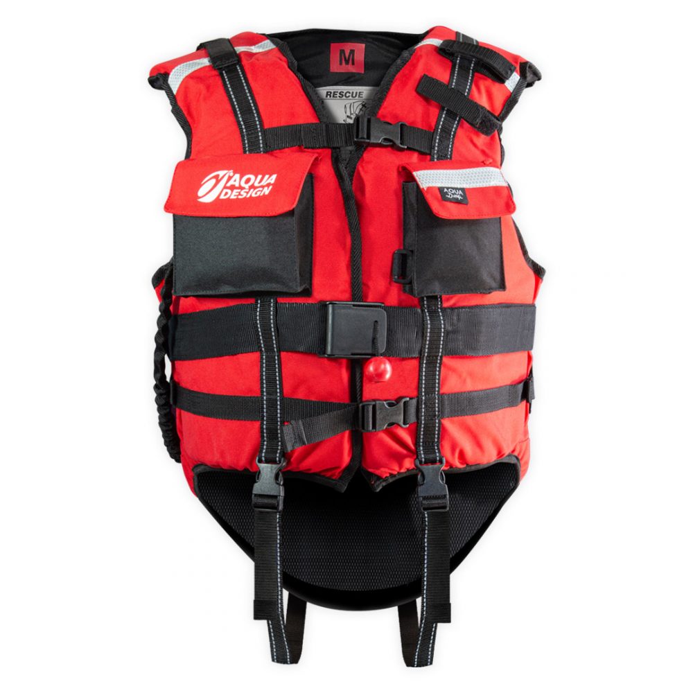 Red rescue safety vest front