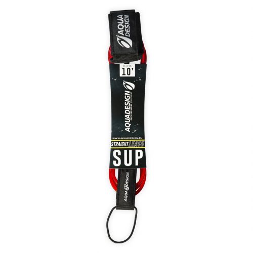 10' red Leash Strait (straight) for Stand Up Paddle Board or Surf.