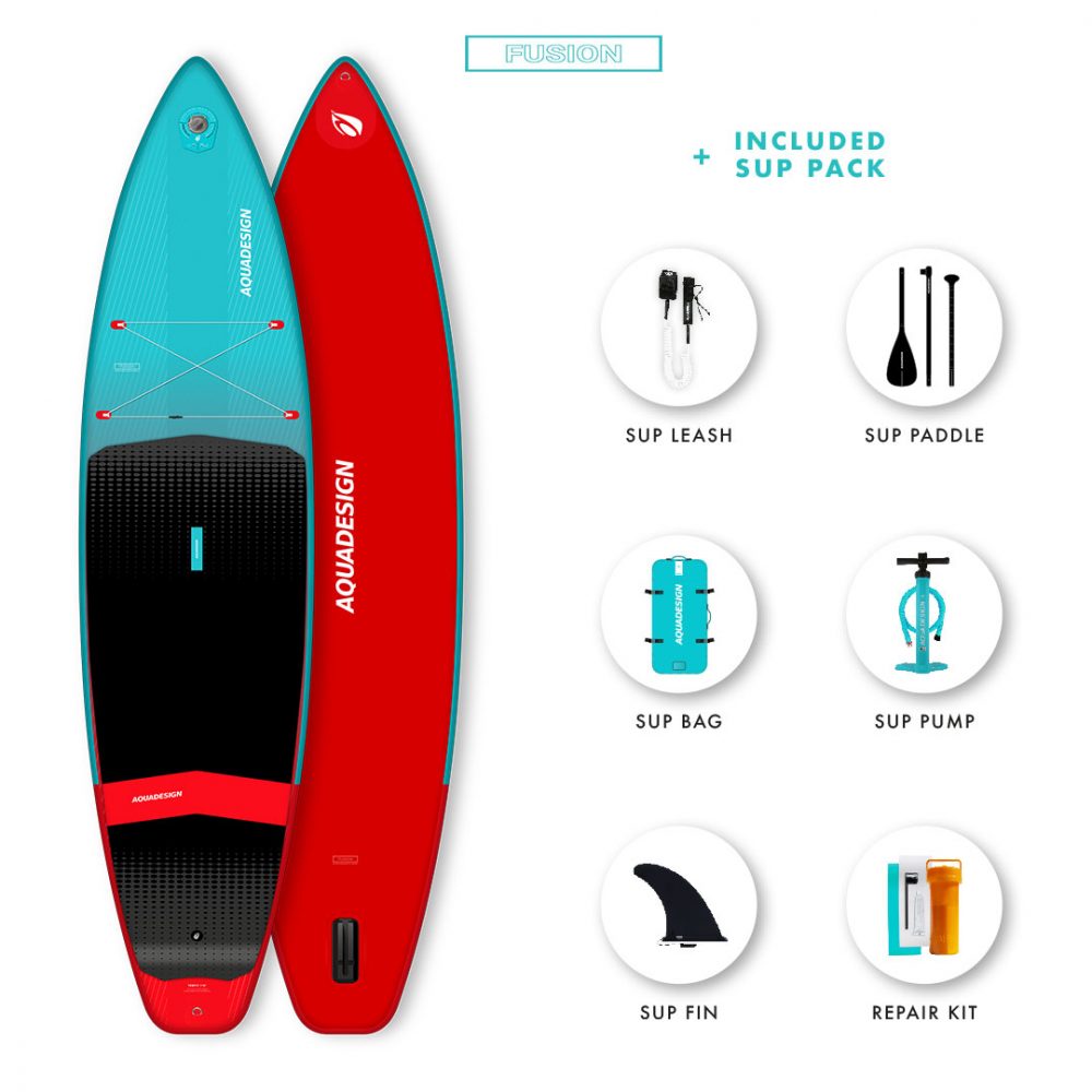 SUP Gonflable Tempo Aquadesign - Technologie Fusion Dropstitch vitesse et stabilité- Pack complet web spécial Stand Up Paddle Board.