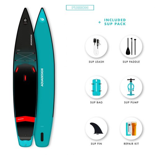 SUP Gonflable First Aquadesign - Technologie Fusion Dropstitch race touring- Pack complet web spécial Stand Up Paddle Board.